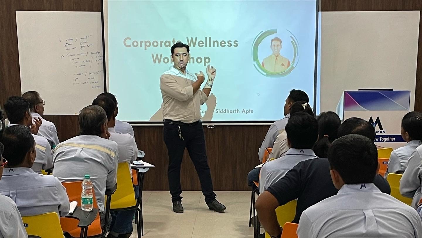 Siddharth Apte conducting a Corporate Wellness Workshop